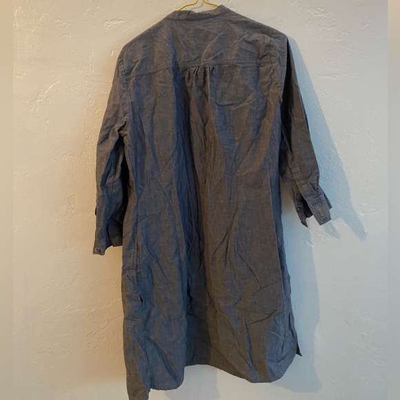 Button up dress with ruffles , 3/4 sleeve fits small to medium grey/blue - Picture 6 of 12